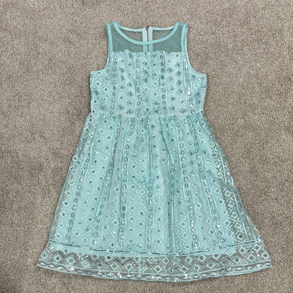 Justice Aqua Geometric Kids Dress